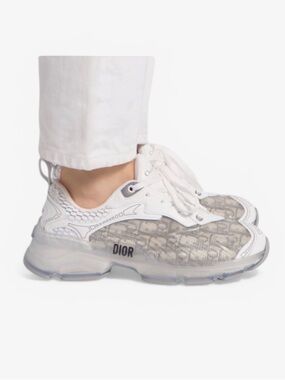 New Dior Vibe Sneaker Gray Dior Oblique Technical Fabric/Transparent Sz 38/ US 8